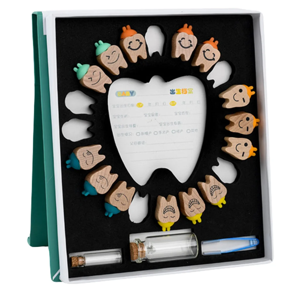

1 Set of Wooden Baby Baby Keepsake Creative Baby Tooth Preservation Case