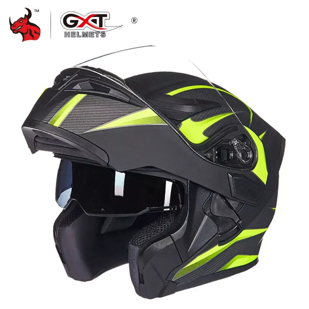 

GXT Motorcycle Helmet Flip Up Motocross Helmets Men Full Face Moto Helmets Motorcycle Capacete Casco Moto With Doublel Lens