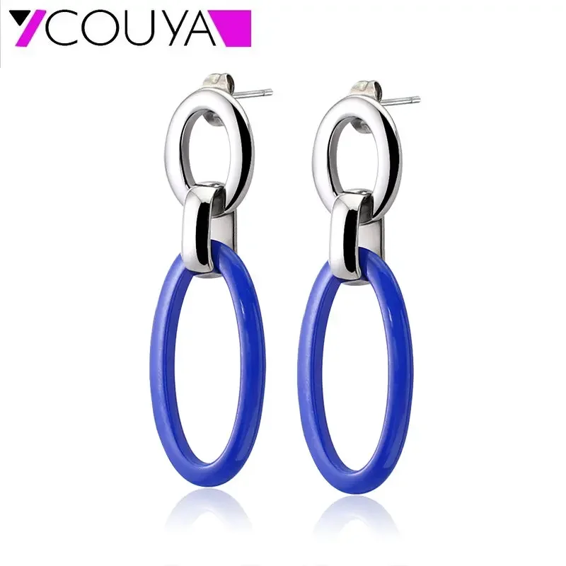 Элегантные серьги черные белые синие большие эллиптические винтажные свадебные