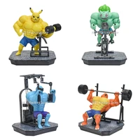 new anime pokemon muscle pikachu charmander bulbasaur squirtle bodybuilding weightlifting funny action figure model doll toys