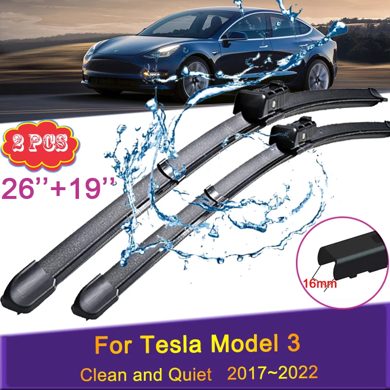 Car Wiper Blades for Tesla Model 3 2017~2022 2018 2019 2020 Front Windshield Frameless Durable Rubber Snow Shaving Accessories