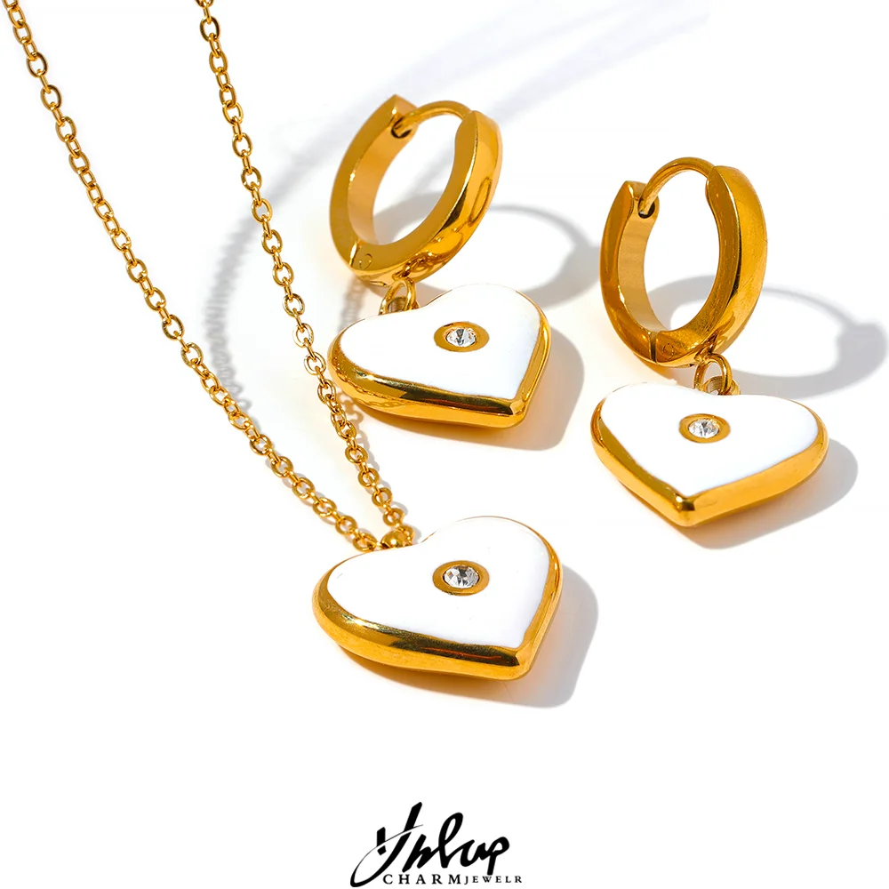 Женская подвеска-кольцо из нержавеющей стали с белой эмалью |