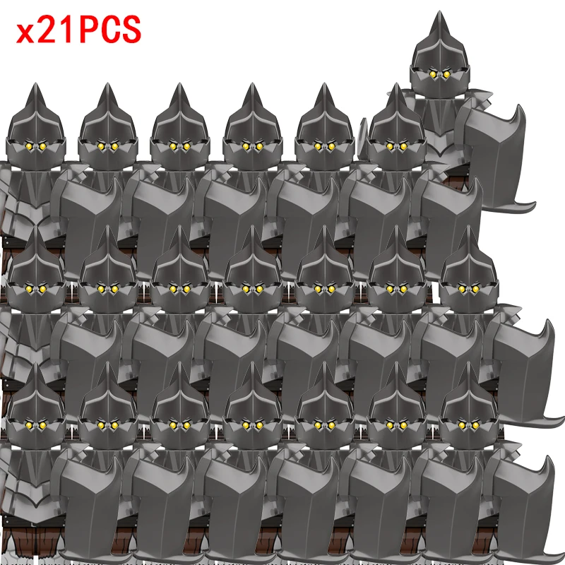 

21pcs/set Classic Medieval Movie Uruk-hai Orc Army Group Orcus Figures Building Blocks LOTR Figures Toys For Children