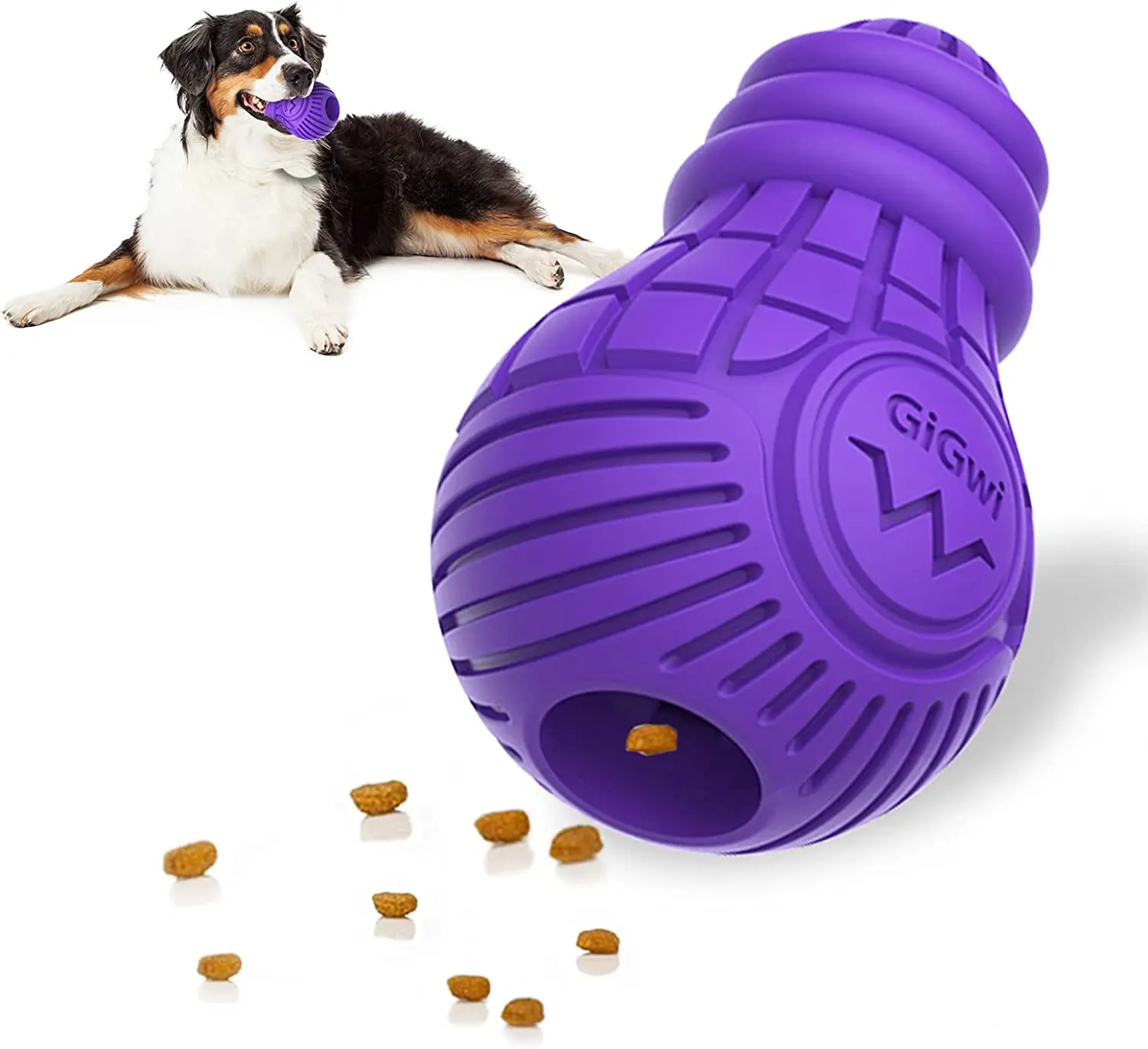 

Интерактивная жевательная игрушка для собак прочная фиолетовая лампочка для дозирования игрушка жесткая собака зубная жевательная игрушк...