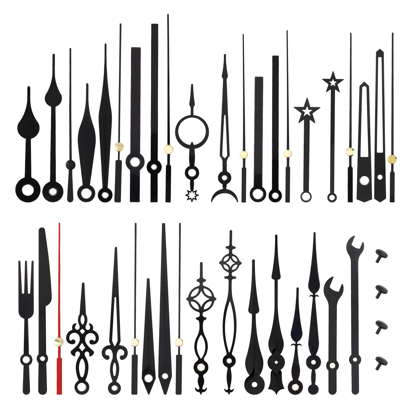 Черные алюминиевые стрелки для часов, 14 пар