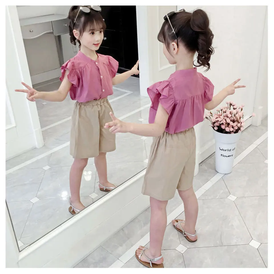 

2022 Summer Girls Clothes Set t-shirt And Short Pant 2Pieces Outfits High Quality Kids Clothes Girls 10 To 12 Teenage Clothing