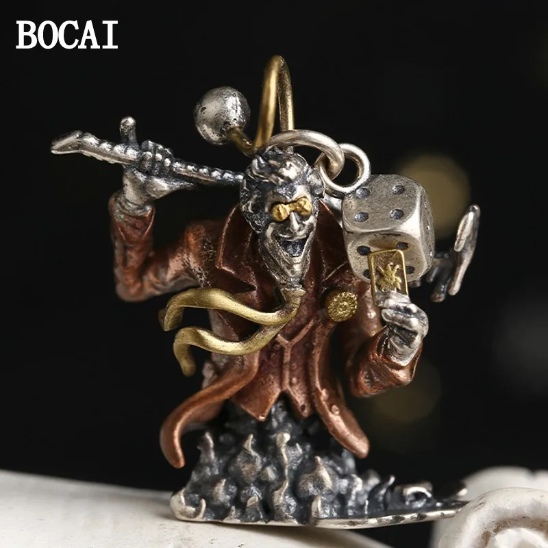

BOCAI New S925 Silver Personalized Retro Popular Fashion Magician, Pendant Men's Style Table Decoration