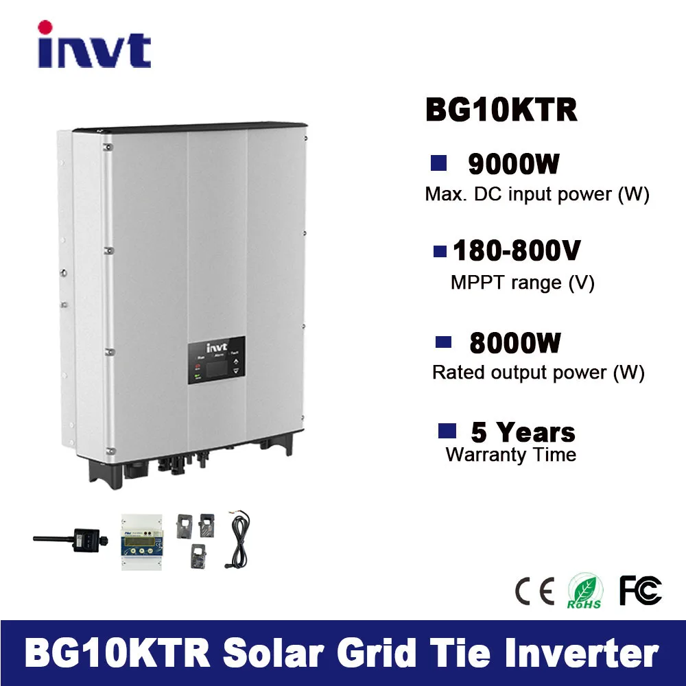 Invt 10 кВт Солнечный Grid-Tie Инвертор 2 MPPT Диапазон 180-800 В постоянного тока до AC380V