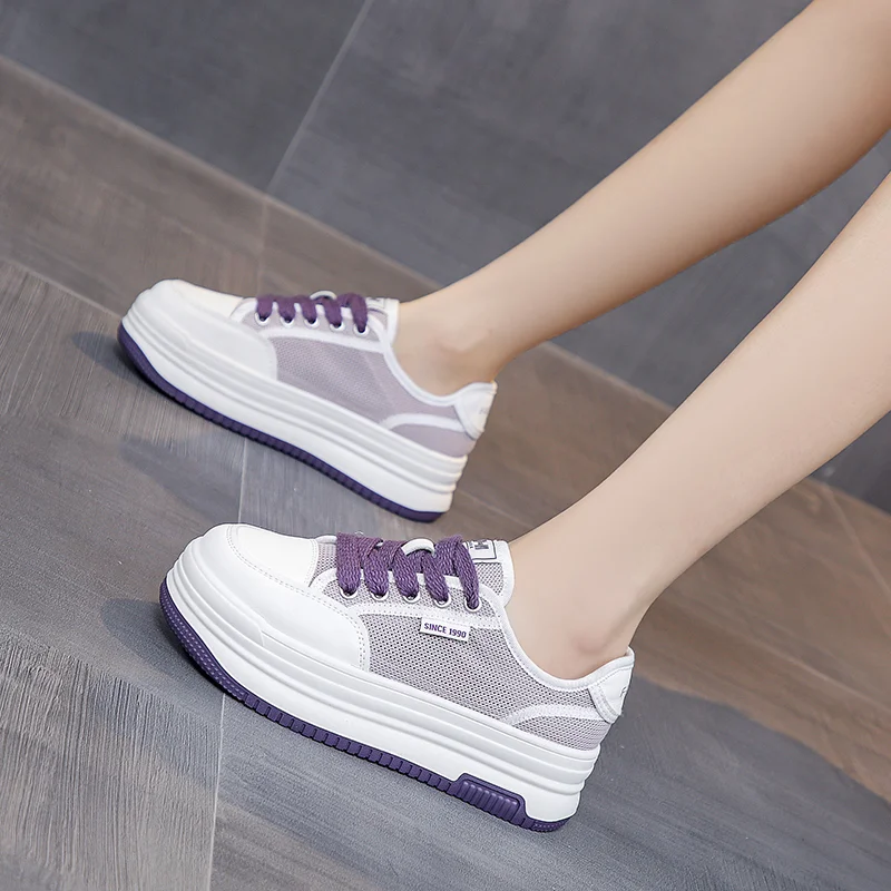 

Shoes Female 2023 Hot Sale Mesh Women's Vulcanize Shoes Summer Breathable Women Sneakers Lace Up Ladies Casual Sneakers Zapatos