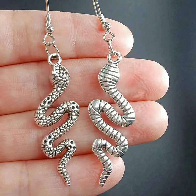 

Antique Silver Color king cobra snake Charm Drop Earring, Dangle Earrings For Womens
