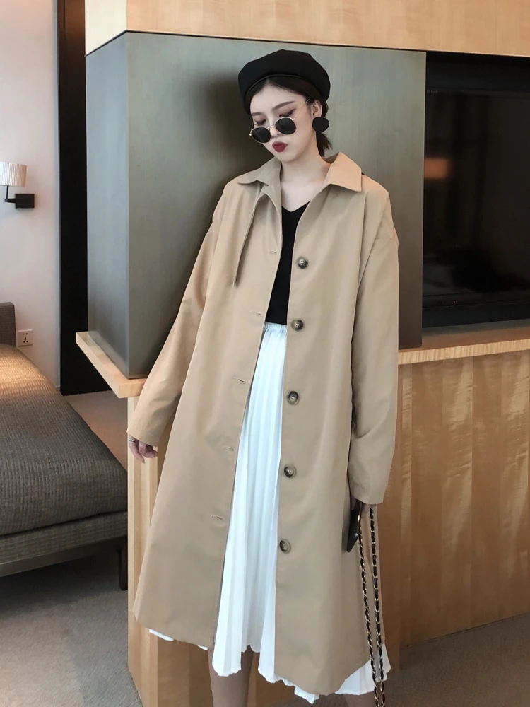 

New Korean Women winter Trench Coat Single Breasted Khaki Loose Long Casual Chic Retro Style Trendy Elegant heat preservation