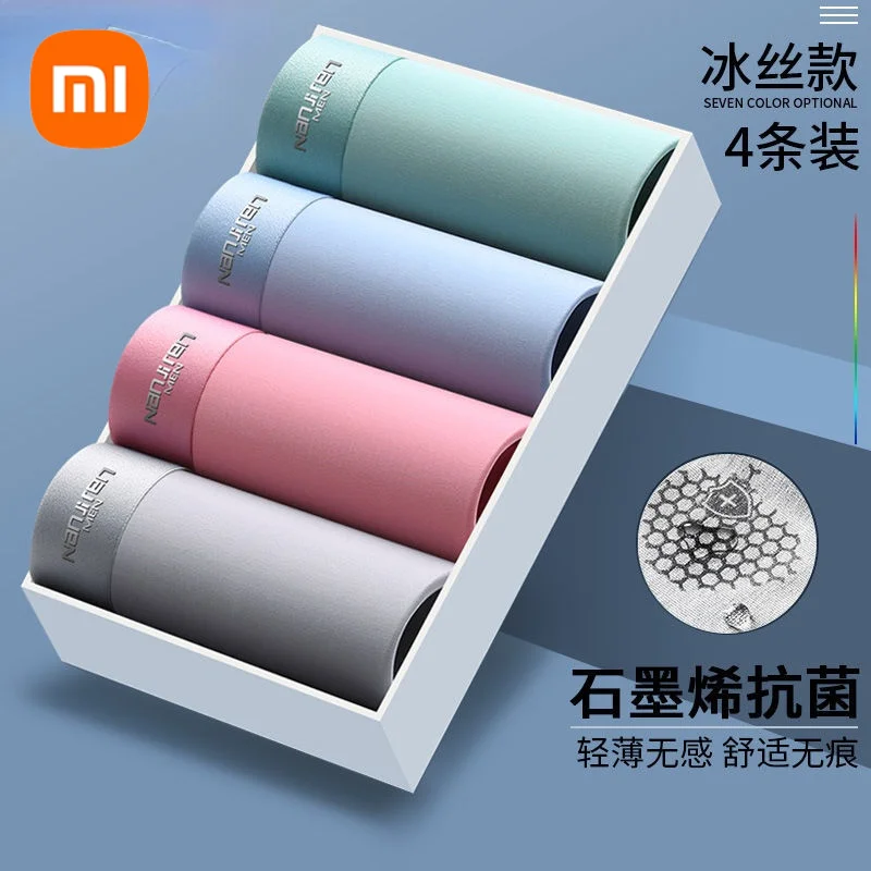 

Мужское нижнее белье Xiaomi, 4 шт., хлопковые мужские трусы, мужские трусы, дышащие боксеры, шорты с выпуклым карманом, мужские боксеры, размеры