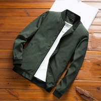 mens bomber jackets men coat solid color stand collar zipper all match spring jacket baseball jackets clothing for daily wear