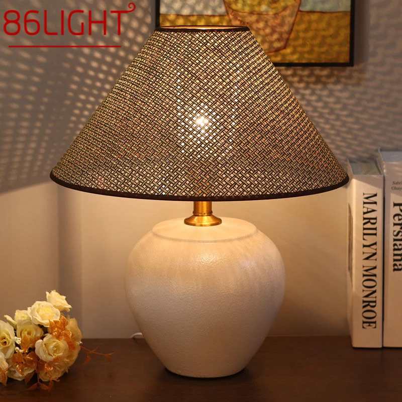 

86LIGHT Nordic Ceramic Table Lamp Modern Art Living Room Bedroom Study Villa LED Originality Desk Light
