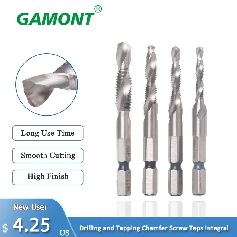 

GAMONT Drilling and Tapping Chamfer Screw Taps Integral Compound Cone Hss Die Plug Set Taps Threading Tools For Machine Hole