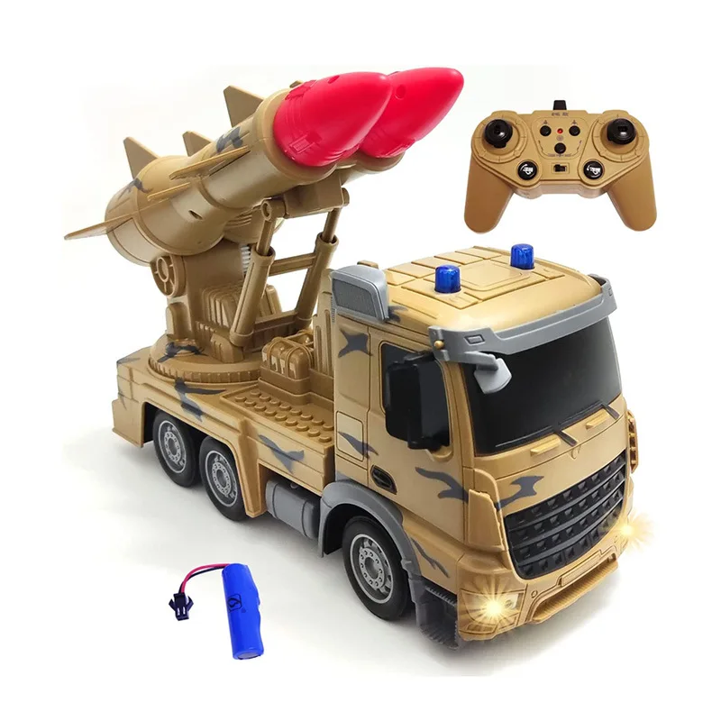Children's Remote Control Military Missile Shells 1 key Launch Armored Military Vehicle Rocket Car Simulation Model Kid Toy Gift