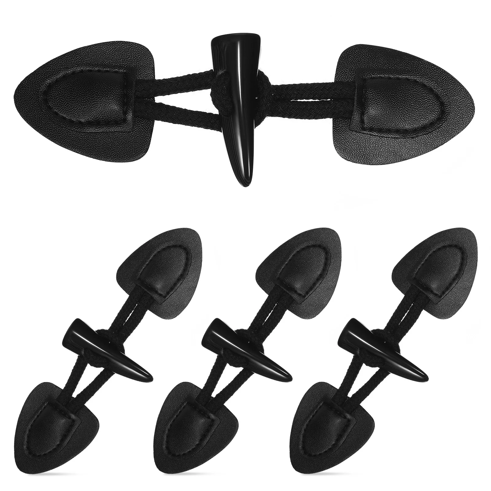 

4 Pairs Toggle Buttons Black Decor Trumpet Retro Clothes DIY Clothing Resin