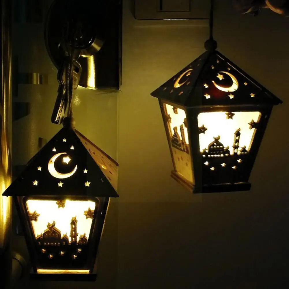 

Ramadans Moon House Muslims Led Lights Wooden Hanging Islam Mubarak Muslim Decorations Home Decor Ramadan Eid Craft Pendant L2f2