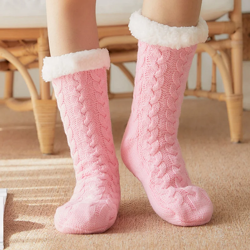 

LONCENXIS Women's Christmas Plush Socks Autumn Winter Fluffy Non-slip Thickening Female Ladies Warm Floor Slippers Socks