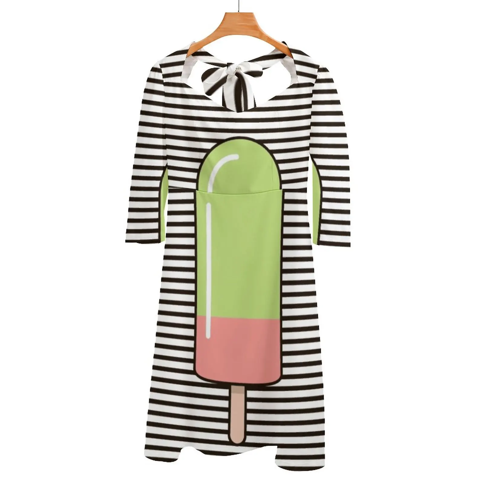 

Ice Cream Back Lacing Backless Dress Square Neck Dress Evening Party Dresses Midi Sexy Dress Abstract Backdrop Background Candy