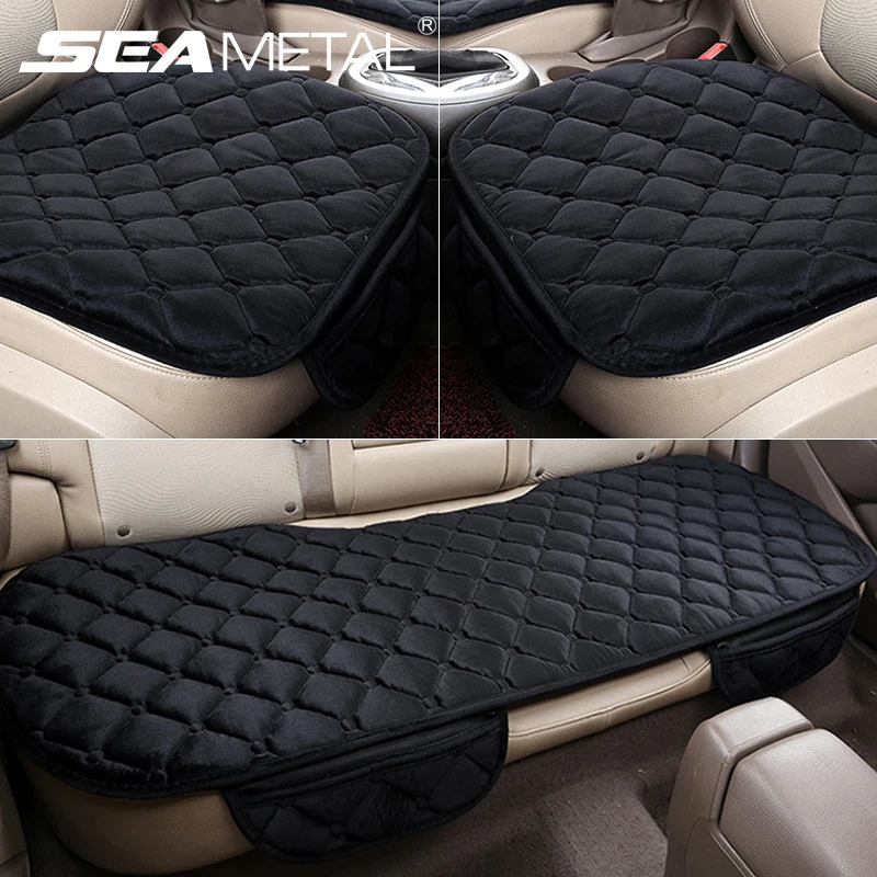 

SEAMETAL Car Seat Cover Flocking Cloth Winter Warm Seat Cushion Anti Slip Front Rear Chair Protector Pad Fits for Truck Suv Van