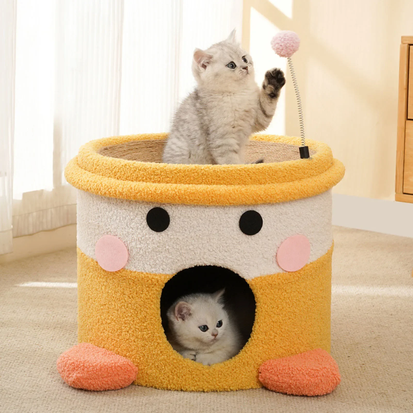 Когтеточка для кошек домик мультяшный стиль бочки прочный противоизносный