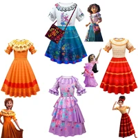 kids clothes encanto mirabel cosplay costumes for girls fancy princess dress childrens birthday carnival party clothing and bag