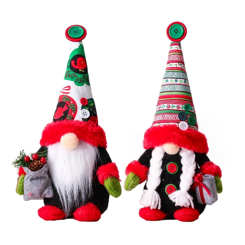 

Christmas Gnome Green Red Elf Dwarf Figurine Desktop Decor Cute Ornament for Xmas Farmhouse Kitchen Tiered Tray Decor