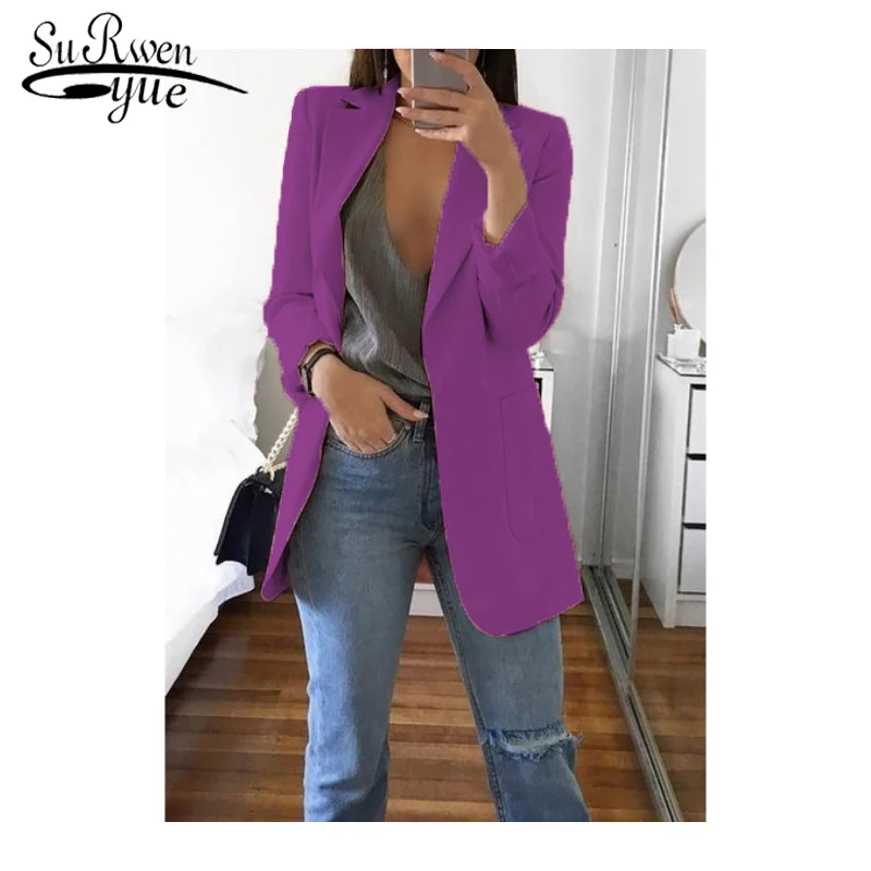 Женский облегающий кардиган с отложным воротником повседневный жакет длинными