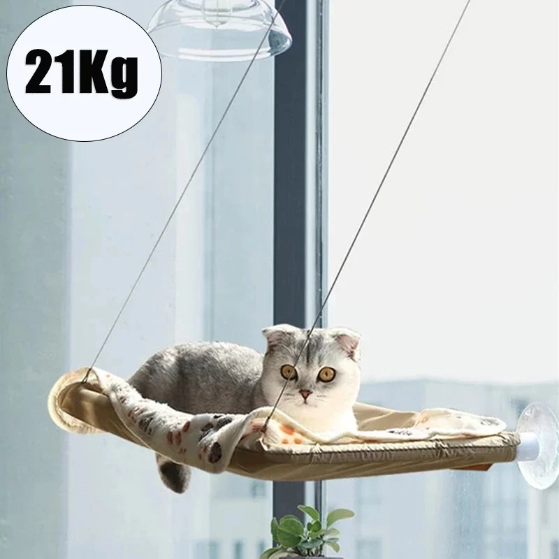 

Cute Pet Hanging Beds Bearing 20kg Cat Sunny Window Seat Mount Cat Hammock Comfortable Bed Shelf Seat Beds House Kitten Climbing