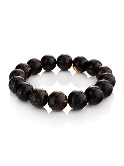 Стильный браслет из натурального тёмного янтаря Метеорит |