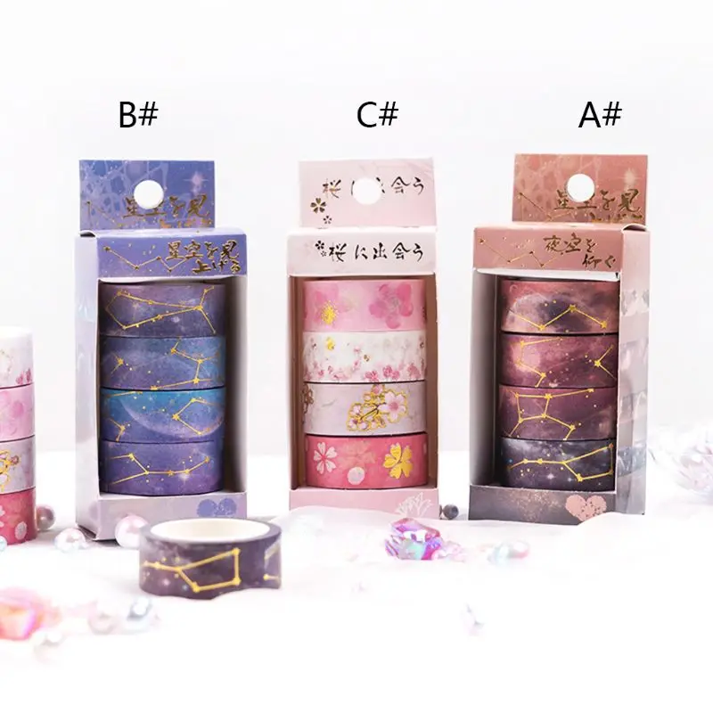 

Starry Sky Cherry Blossoms Washi Tape Adhesive Tape DIY Scrapbooking Sticker Label Masking Tapes