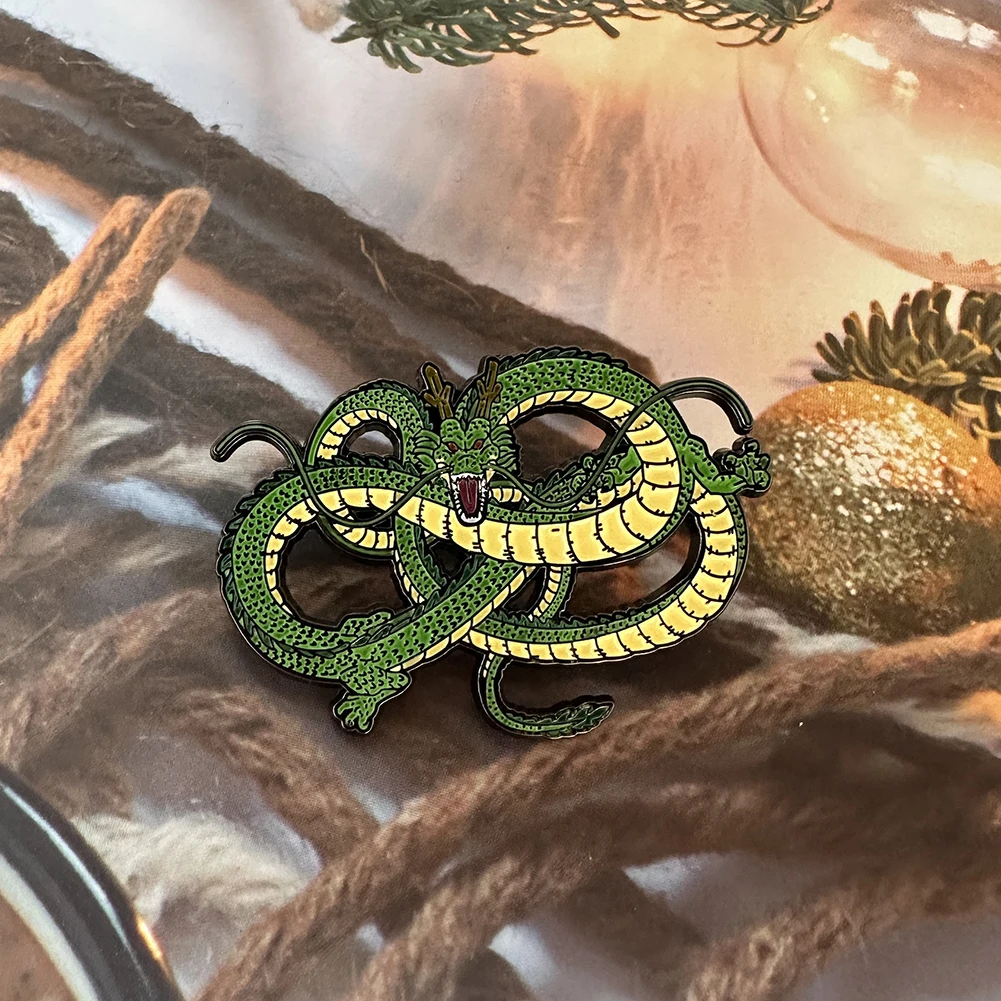 

2023 Green Fighting Dragon Shenron Hard Enamel Pins Brooch Anime Badge Fashion Jewelry Gift