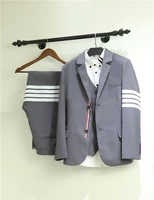 mens suits korean version slim tb suit vest three piece groomsmen dress british style business casual trend