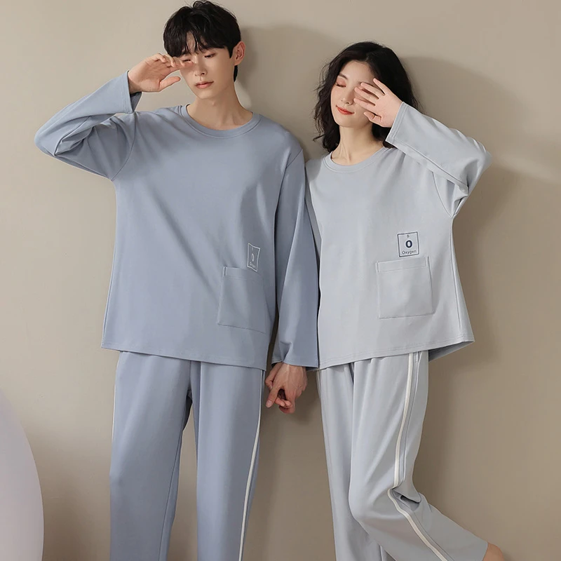CAIYIER Autumn Winter Couple Pajamas Set Kawaii Lovers Women & Men Sleepwear O-Neck Soft Leisure Nightwear Cartoon Homewear