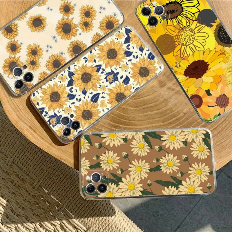 

Cute Summer Daisy Sunflower Phone Case For iPhone 8 7 6 6S Plus X SE 2020 XR XS 14 11 12 13 Mini Pro Max Mobile Case