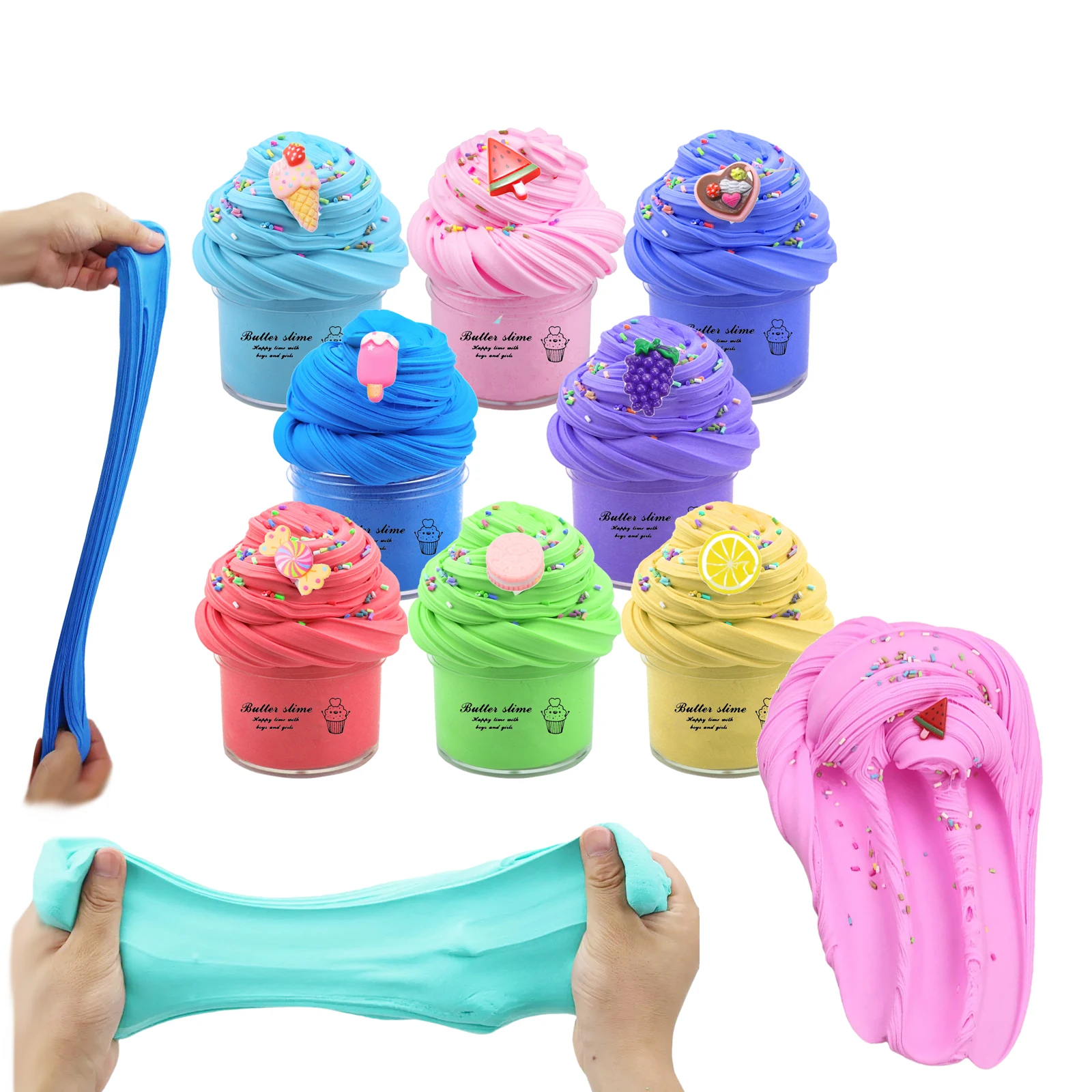 

DIY 8pcs/Set 30ML Slime Kit Supplies Fruit Slime Pressure Kids Slime Toy Intelligence Development Educational Toy Clay for Kids