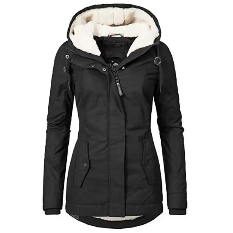 Winter Outwear Women Warm Parkas Hooded Thick Plush Women Winter Coats Female Mid-Long Cotton Jacket Warm Coat