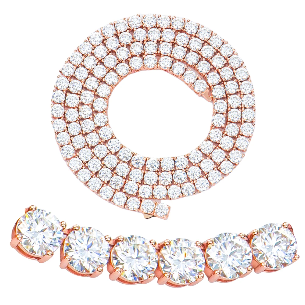 Ожерелье мужское теннисное из серебра 925 пробы с бриллиантовым муассанитом