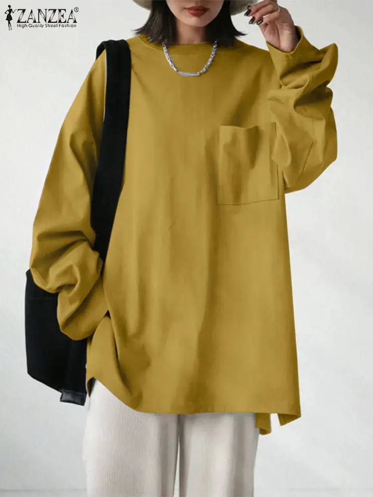 

ZANZEA Women Hoodies Causal Pullover Tops Fashion Loose Long Sleeve Solid Female Sweatshirts Overszie Shirt Mujer Femme Chemise