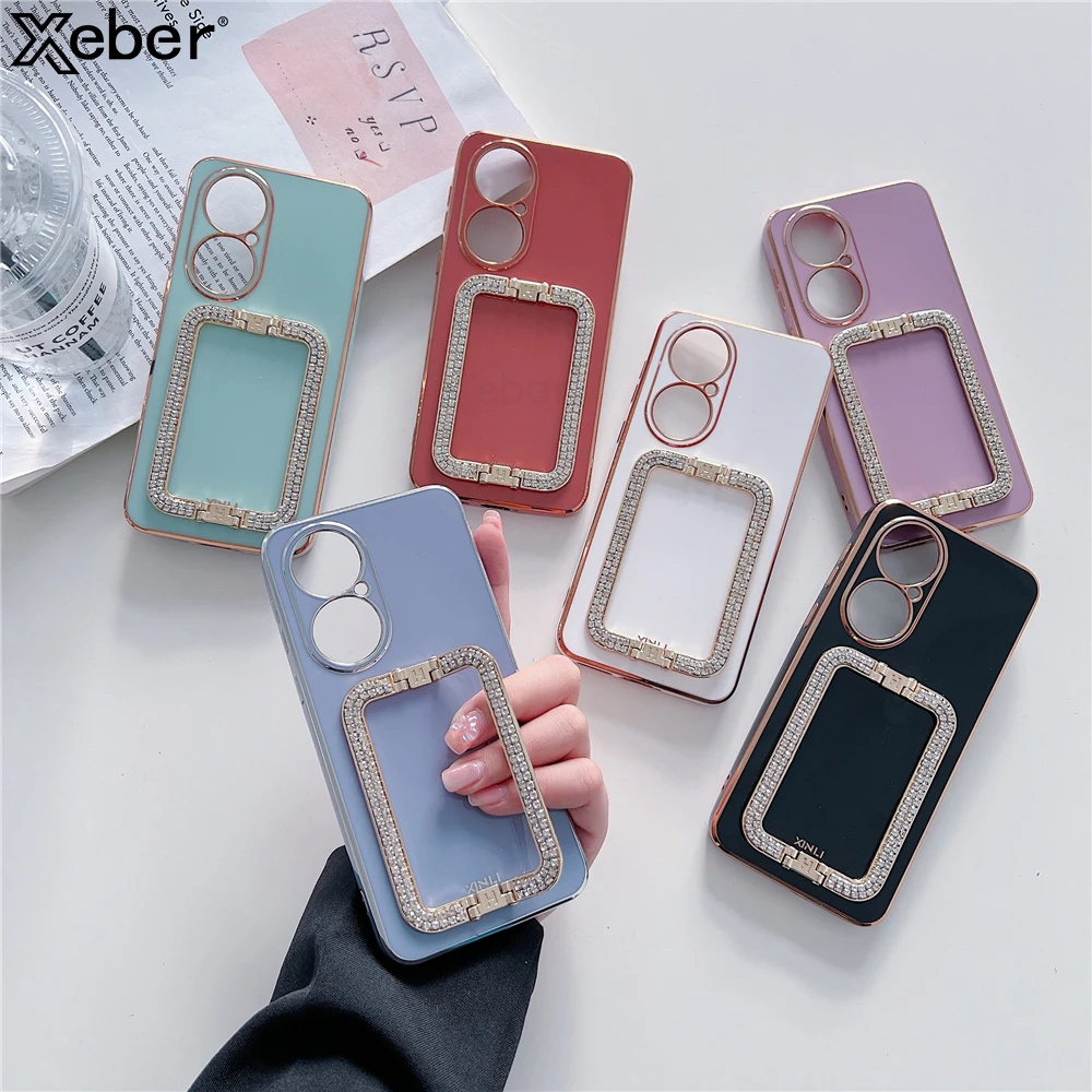 Роскошный Металлический силиконовый чехол с блестками и бриллиантами для Huawei P50