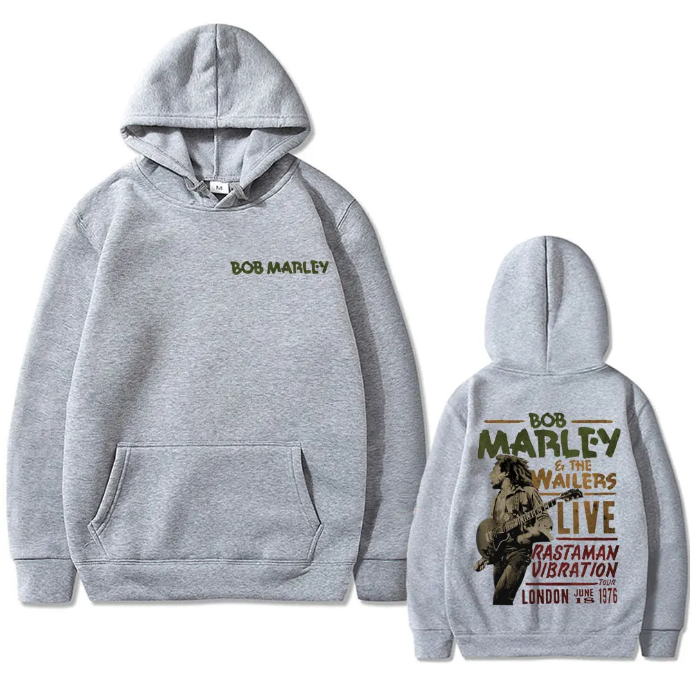 Reggae Music Bob Marley The Wailers Live Double Sided Printed Hoodie Men Women Gothic Vintage Oversized Sweatshirt