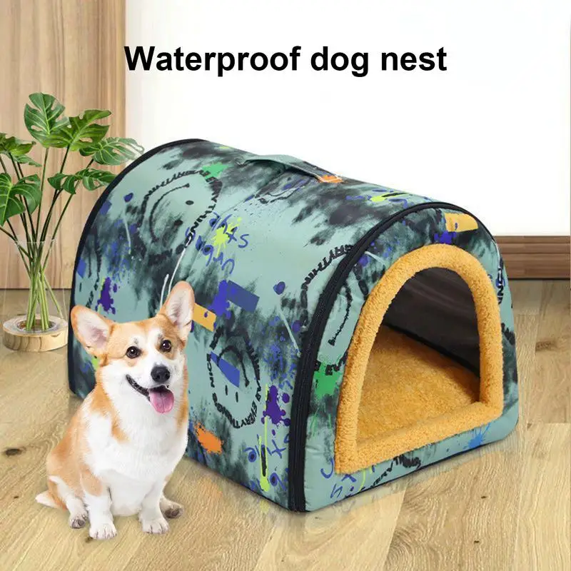 

Waterproof Dog House Outdoor Weatherproof Pet Kennel Bed With Handle Indoor Dog House Soft Cozy Dog Cave Bed for Dogs Cats