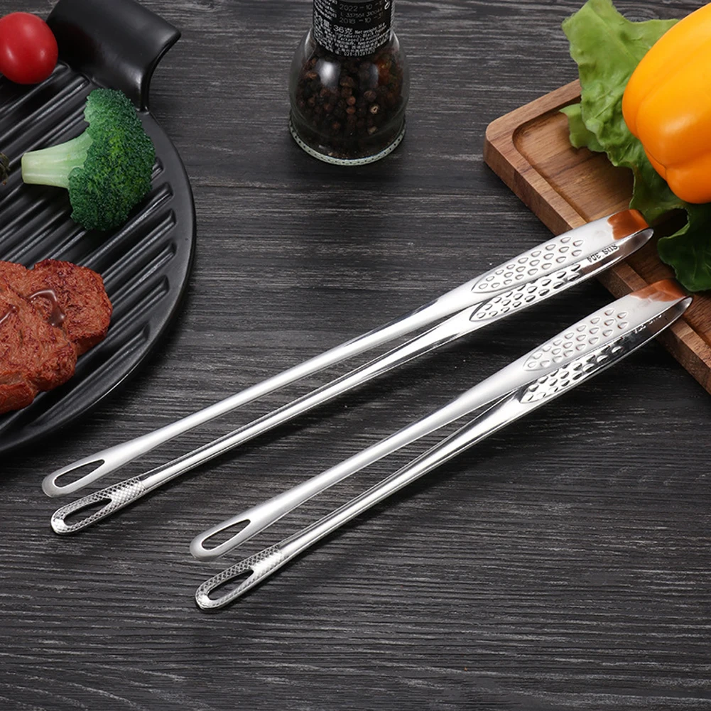 

1PCS 304 Stainless Steel Food Tongs Long Handle Non-Slip Barbecue Clip Thickened Steak Clip Kitchen Cooking Tools Accessories