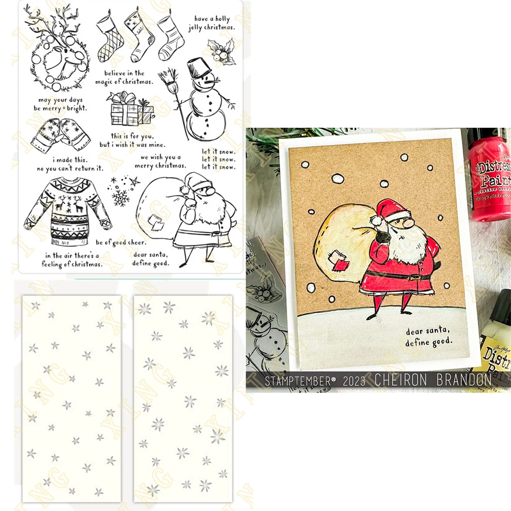

Metal Cutting Dies Clear Stamps Stencil for 2023 Scrapbook Diary Decoration Embossing Template Christmas Snowman New Arrival