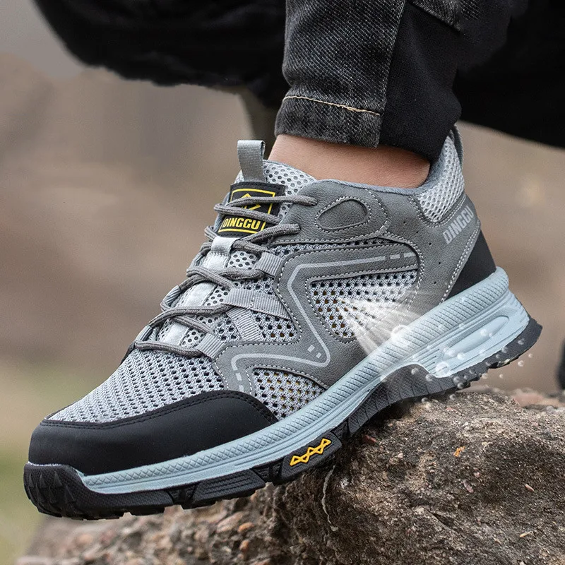 Мужские повседневные рабочие ботинки со стальным носком летние дышащие защитные