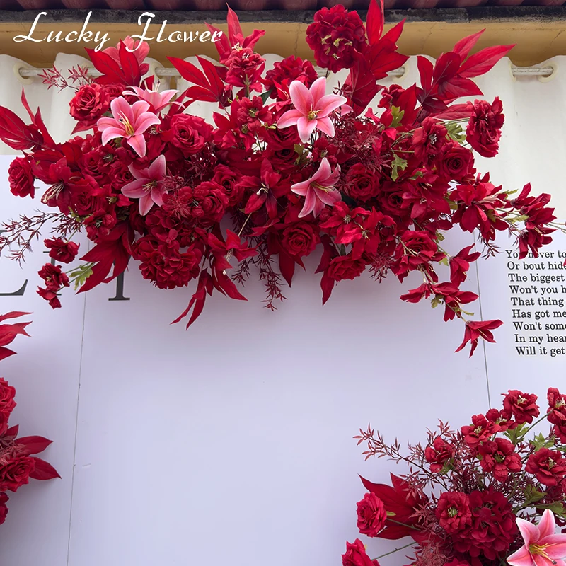 Роскошные красные уличные свадебные украшения искусственные розы цветы лилии