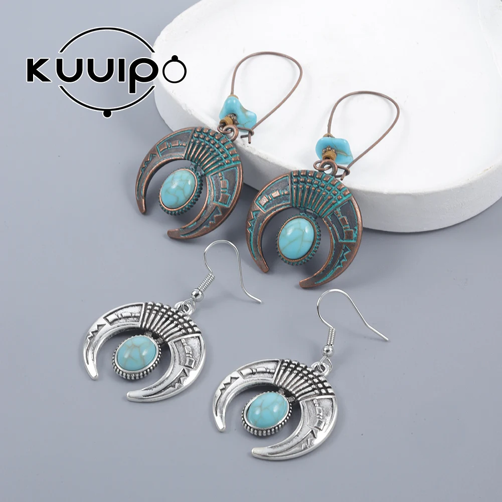 

Kuuipo New in Drop Earrings Bohemian Turquoise Gift Trendy Boho Men Half Moon Earings Jewelry Aesthetics Earrings for Women 2023