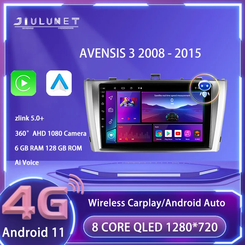

Автомагнитола JIULUNET для Toyota Avensis 3 2008-2015, автомагнитола с голосовым ии, мультимедийным видеоплеером, навигацией, GPS, 2din, Android, авто