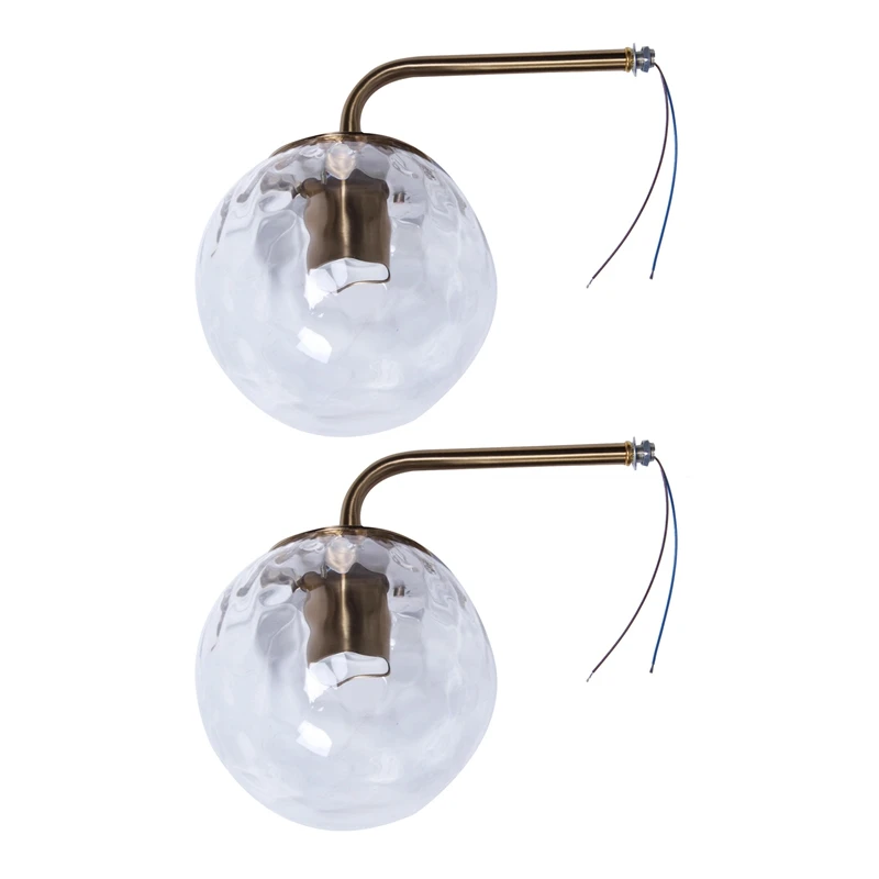 

2X Nordic Golden Glass Wall Lamp Bathroom Bedroom Stair Light Home Wall Lamp Lighting